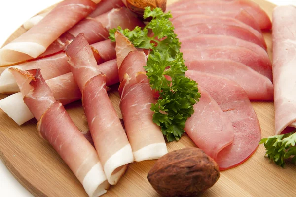Ham plate with parsley — Stock Photo, Image