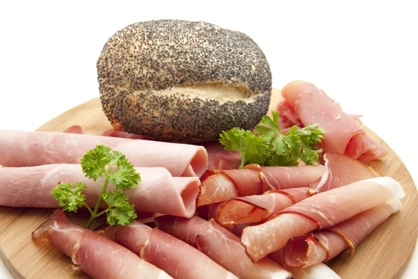 Ham rolled and with parsley — Stock Photo, Image