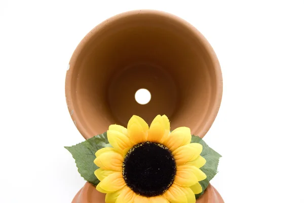 Flowerpot with sunflower — Stock Photo, Image