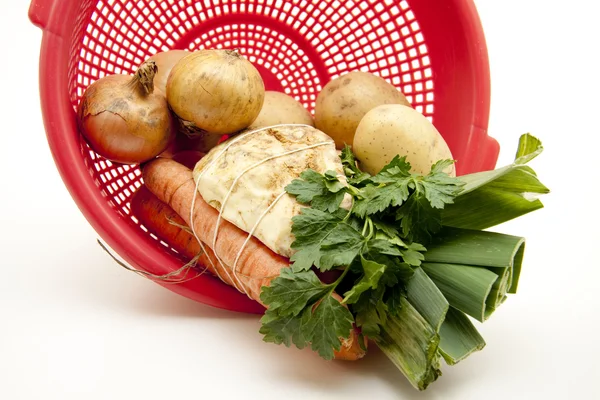 Polévková zelenina s bramborem a cibulí — Stock fotografie