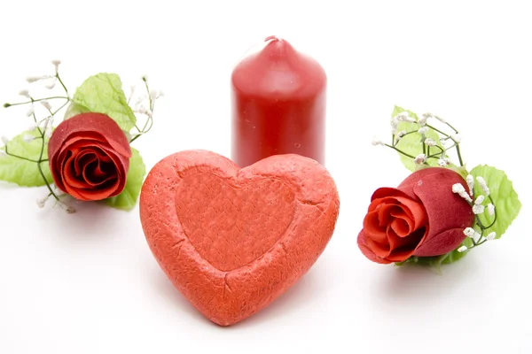 Querido coração com rosas — Fotografia de Stock