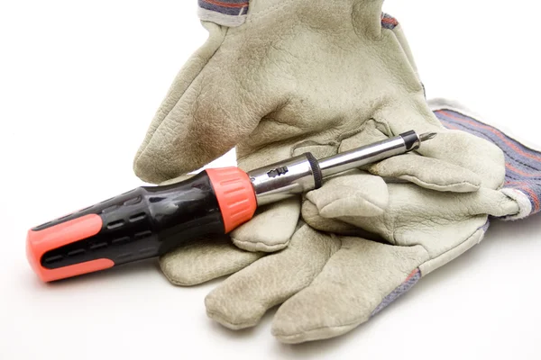 Working glove with screwdriver — Stock Photo, Image