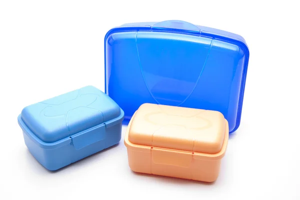 Renkli plastik stok kutular — Stok fotoğraf