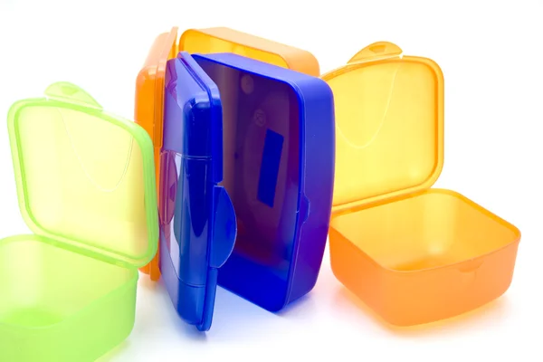 Scatole di plastica colorate — Foto Stock