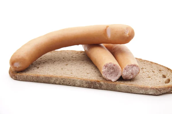 Frankfurter mit Brot — Stockfoto