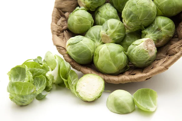 Brussels sprouts in the basket — Stok fotoğraf