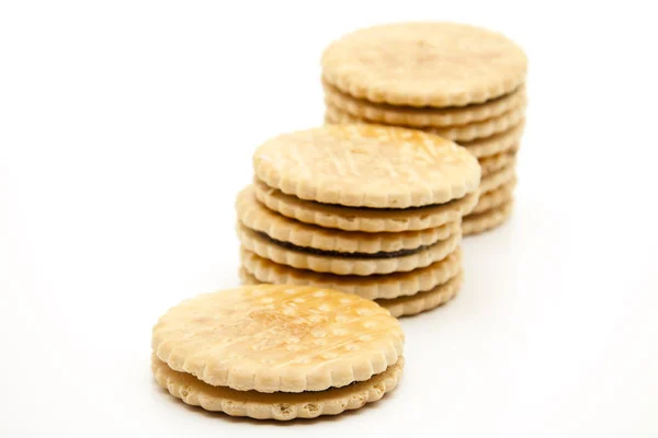 Round cookies with chocolate — Stock Photo, Image