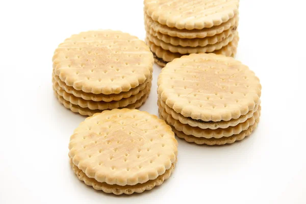 Round cookies with chocolate stuffed — Stock Photo, Image