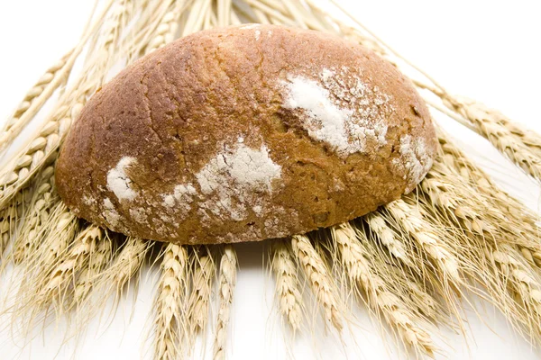Mitades de pan en espigas de trigo — Foto de Stock