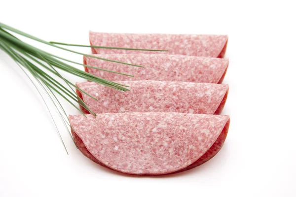 Salami with herbs — Stock Photo, Image
