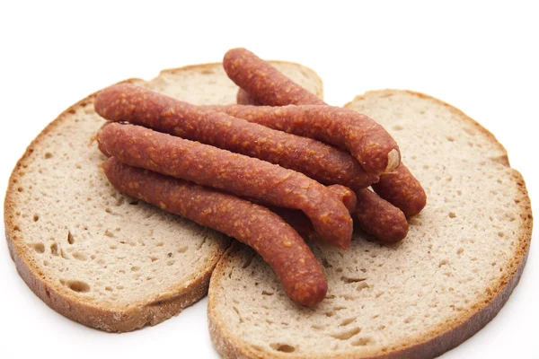 Bologne sausage on bread — Stock Photo, Image