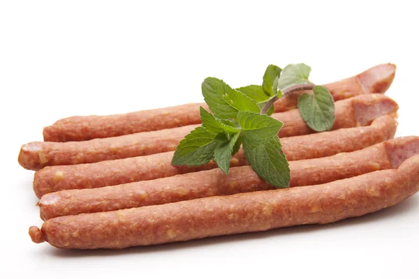 Bologne sausage with peppermint — Stock Photo, Image