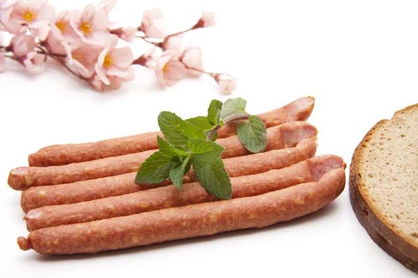 Bologne sausage with mint — Stock Photo, Image