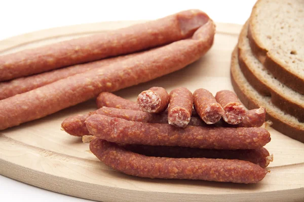 Bologne sausage with bread — Stock Photo, Image
