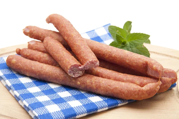 Bologne sausage on napkin — Stock Photo, Image