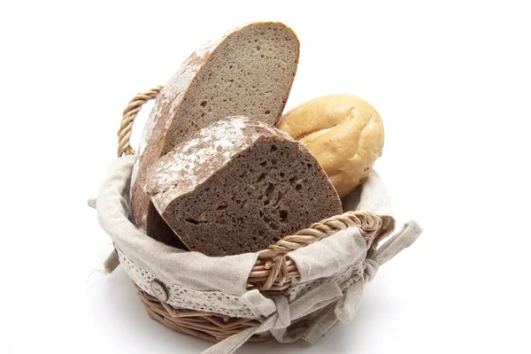 Bread and roll in the basket — Stock Photo, Image