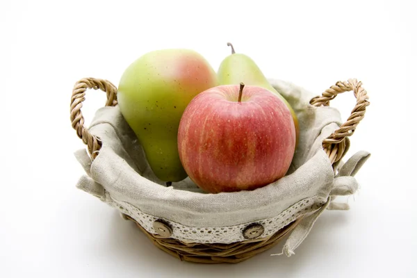 Apple and pears with in the basket — Stock Photo, Image