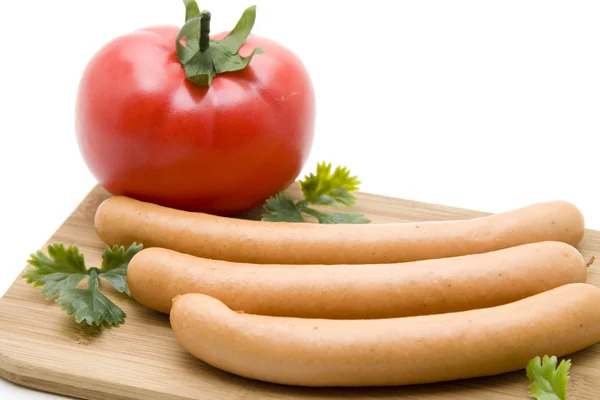 Frankfurter and tomato — Stock Photo, Image