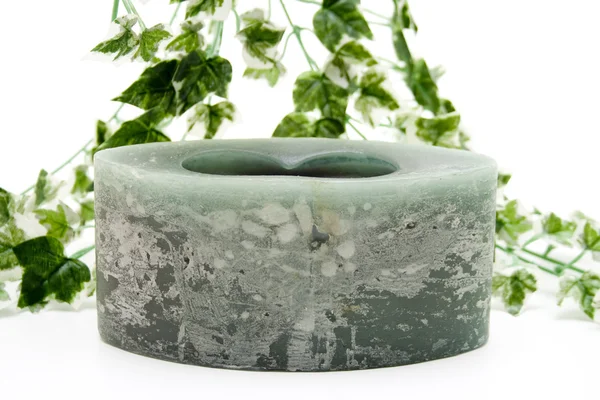 Candle ovala med murgröna — Stock fotografie