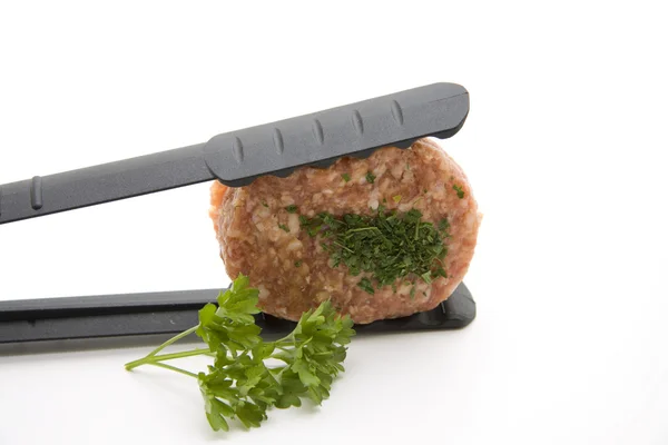 Minced meat in Gridiron — Stock Photo, Image