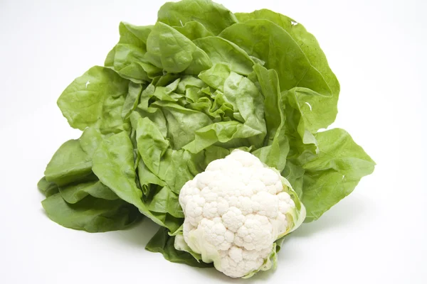Fresh lettuce with cauliflower — Stock Photo, Image