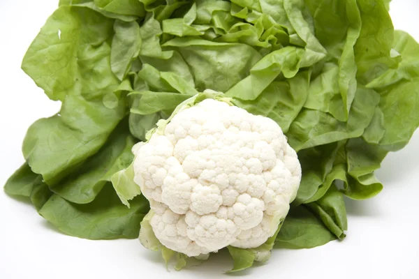 Fresh lettuce with cauliflower — Stock Photo, Image