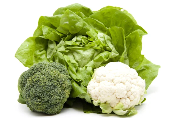 Fresh lettuce with broccoli and cauliflower — Stock Photo, Image