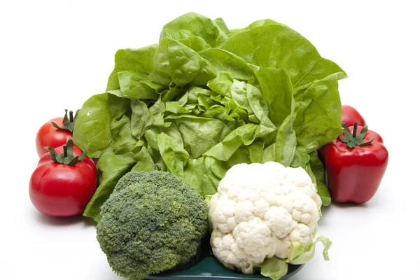 Karnabahar ve brokoli ile taze marul — Stok fotoğraf