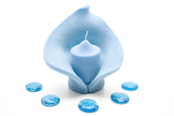 Синій Свічка з синій камені — стокове фото