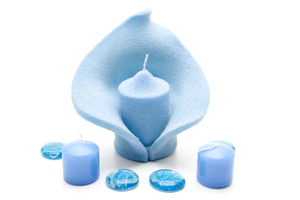 Μπλε κερί με μπλε πέτρες — Φωτογραφία Αρχείου