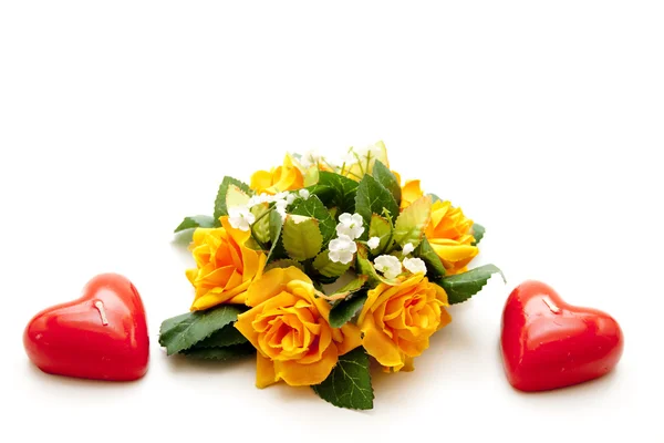 Gele bloem met hart — Stockfoto