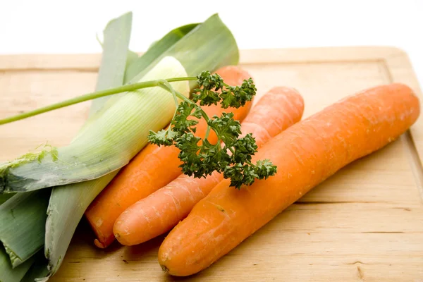 Porro fresco con carote — Foto Stock