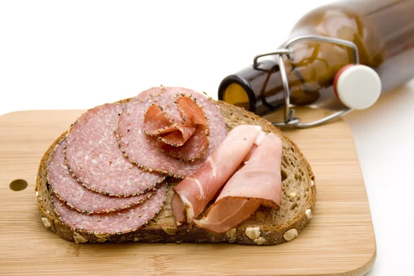Cold cuts with bread — Stock Photo, Image