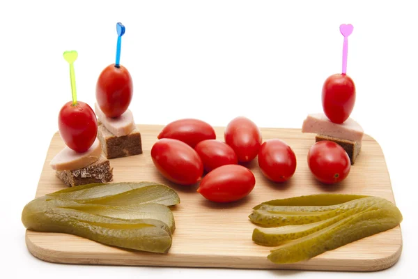 stock image Wooden Plate with Food