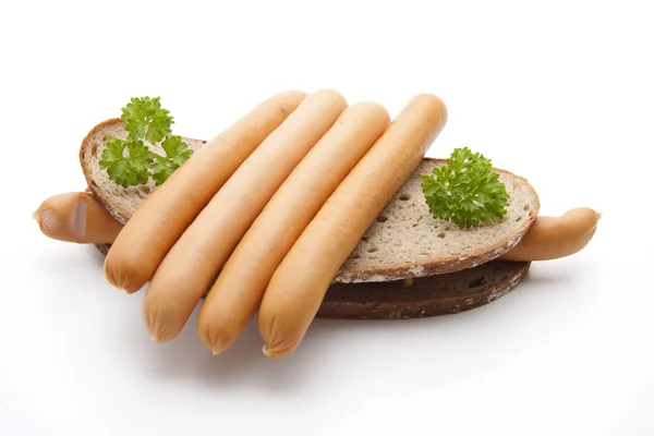 Wurst mit Brot — Stockfoto