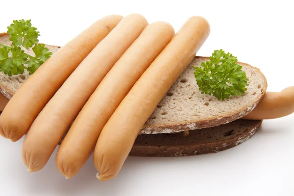 Wurst mit Brot — Stockfoto