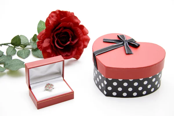 Heart box with rose — Stock Photo, Image