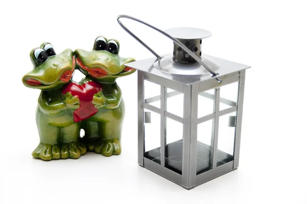 Ліхтар з парою жаб — стокове фото
