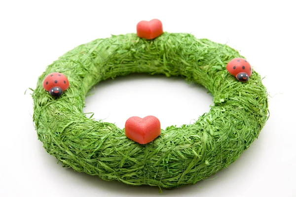 Grinalda verde com corações — Fotografia de Stock