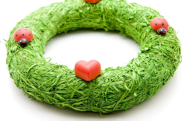 Grinalda verde com corações — Fotografia de Stock