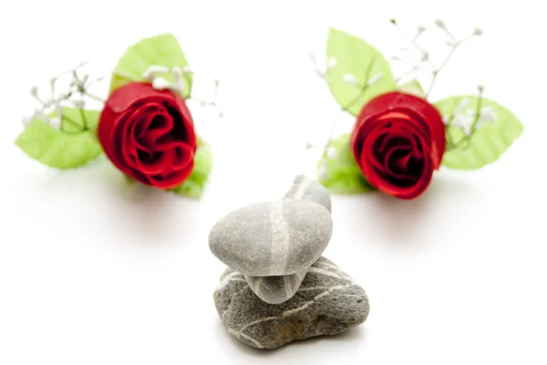 Graue Steine mit Rosen — Stockfoto