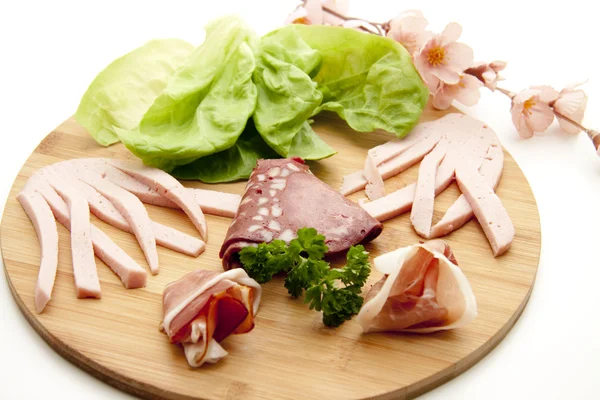 stock image Sausage and cold cuts plate