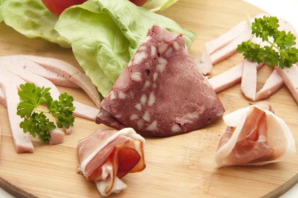 Sausage and cold cuts plate — Stock Photo, Image