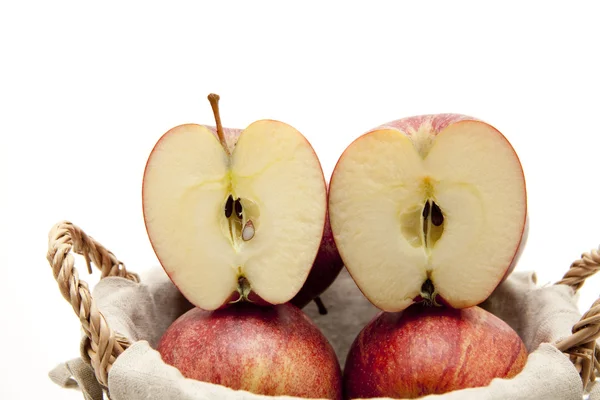 Fresh apples in basket — Stock Photo, Image