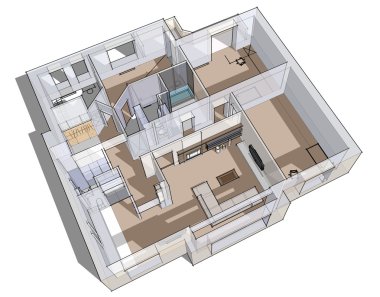 3D apartman skeç