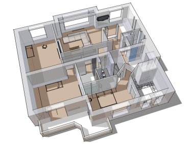 3D apartman skeç