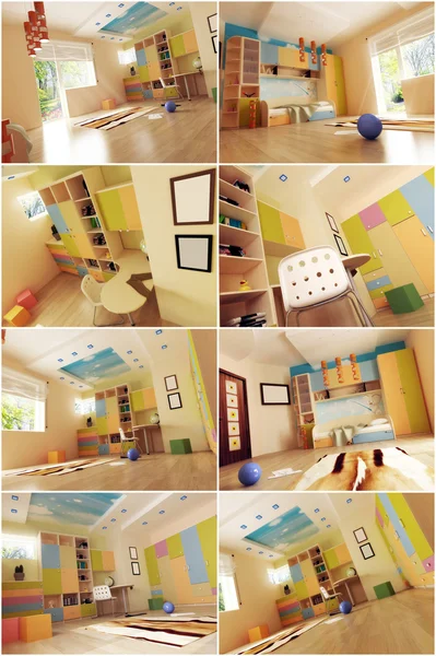 3d интерьер детской комнаты — стоковое фото