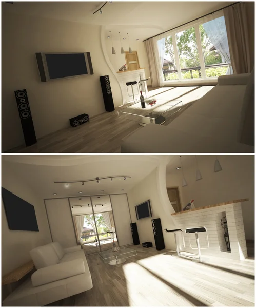 3D interiör av vardagsrummet — Stockfoto