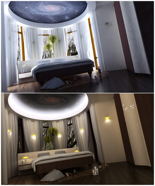 3d interior of the bedroom — Stock Photo, Image