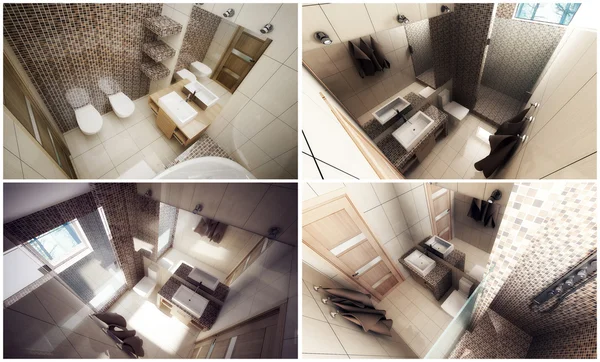 3D inre av toalettrummet — Stockfoto